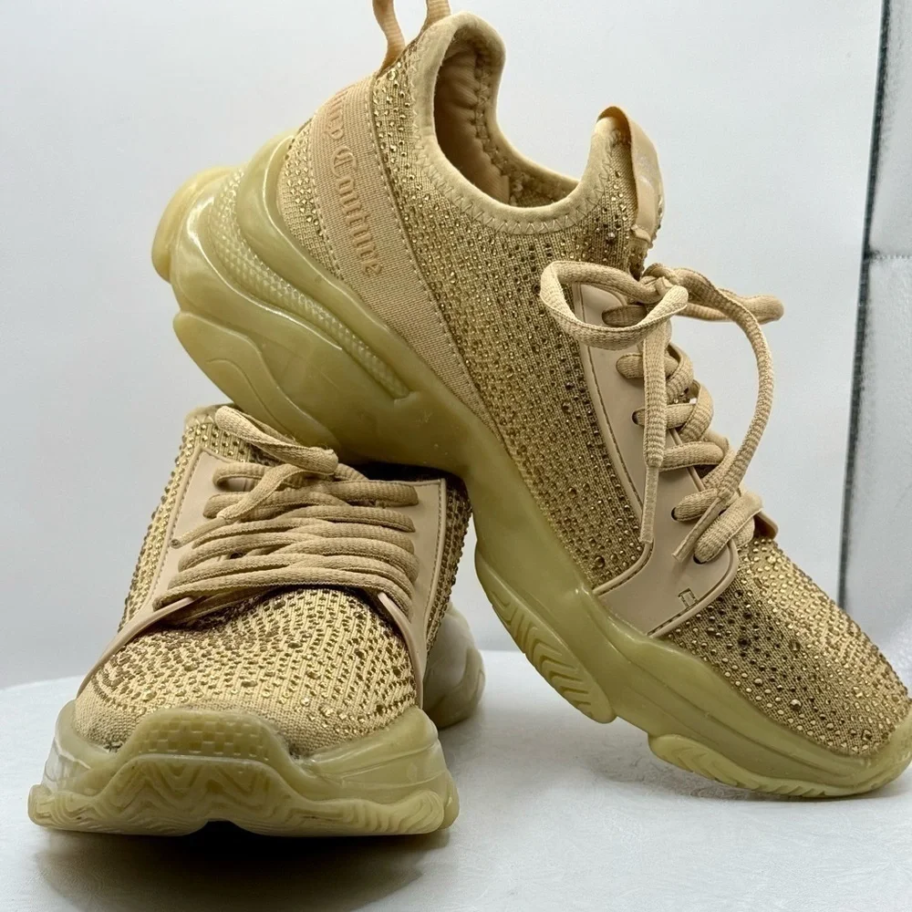 Juicy Couture Adana Natural‎ Rhinestone Lace Up Sneakers Women's Size Size 7.5